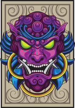 vector illustration of japanese guardian dog Komainu