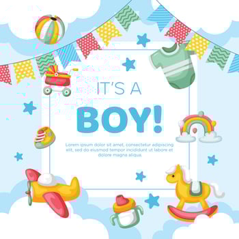 Hand drawn baby announcement background design vector