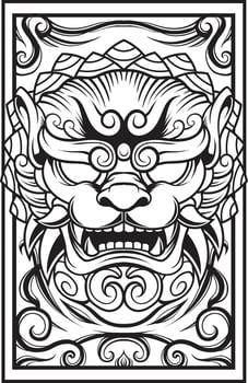 vector illustration of japanese guardian dog Komainu
