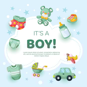 Hand drawn baby announcement background design vector