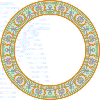 Vector colored round classical ornament of the renaissance era. Circle, ring european border, revival style frame
