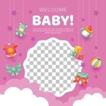 Template hand drawn baby announcement background design vector