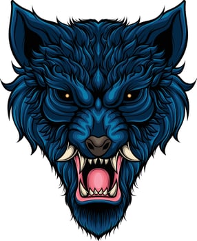 Vector illustration of japanese wolf with samurai helmet