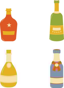 Set of Various Bottles Icons. Isolated On White Background vector