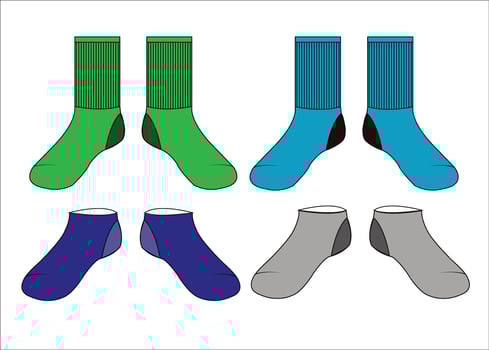 Sports Ribbed Socks Vector Flat Sketch Mockup