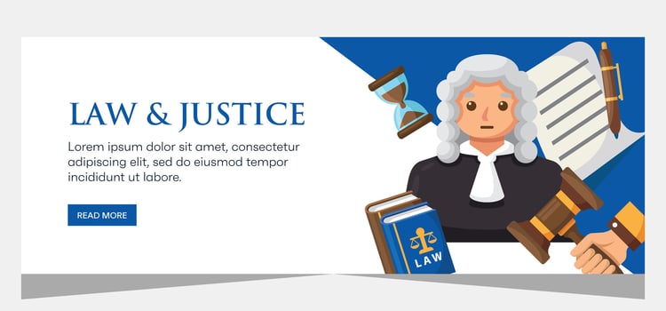 Flat design law firm banner template. Premium banner template vector