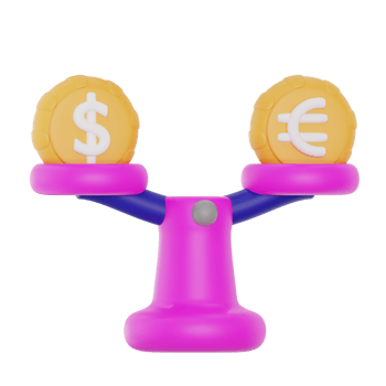 curency balance 3d icon illustration. financial technology 3d rendering png