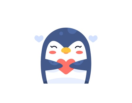 An illustration of a cute penguin holding a heart or symbol of love. funny, cute, and adorable penguin characters. animals and love. graphic elements of Valentine's Day. Illustration design for poster vector