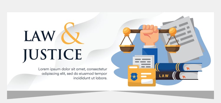 Law and justice template banner design. Premium banner template vector
