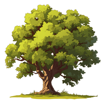 AI generated Trees illustration hand paint full color Isolated png