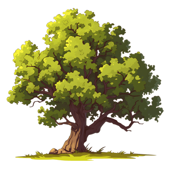 AI generated Trees illustration hand paint full color Isolated png