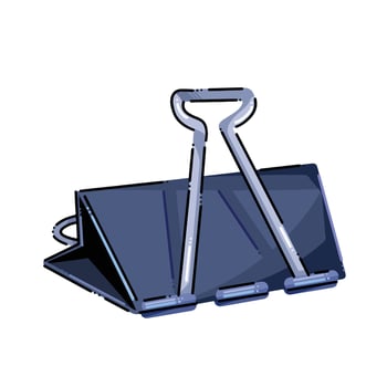 Binder clip office stationary equipment vector illustration isolated on square white background. Simple flat cartoon art styled colored drawing.