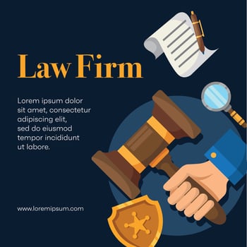 Flat design law firm social media template vector