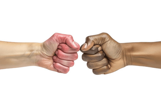 AI generated Racial fists collide Isolated on a clear background. png