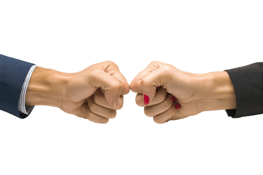 AI generated Fist to fist. Female hand vs. female hand isolated on transparent background png