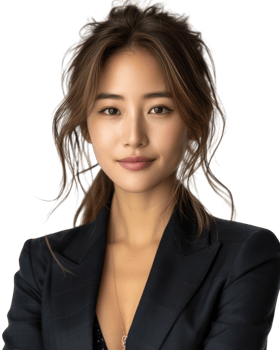 Beautiful Asian businesswoman in a suit isolated on a transparent background. png