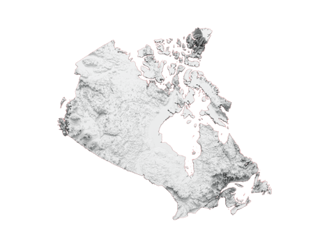 Canada Map Flag Shaded relief Color Height map 3d illustration png