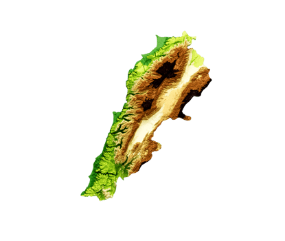 Lebanon Map Shaded relief Color Height map 3d illustration png
