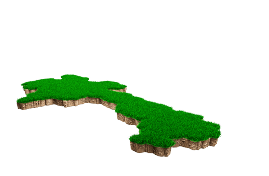Laos Map soil land geology cross section with green grass and Rock ground texture 3d illustration png