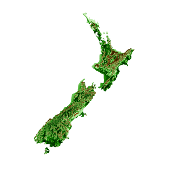 New Zealand 3D map Geography Cartography and topology map 3D illustration png