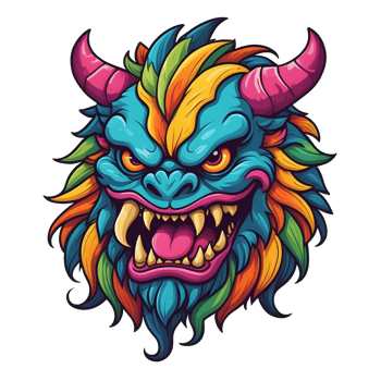 AI generated devil beast head colorful illustration png