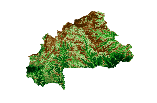 Burkina Faso Topographic Map 3d realistic map Color 3d illustration png