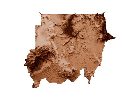 Map of Sudan in old style, brown graphics in a retro style Vintage Style. High detailed 3d illustration png
