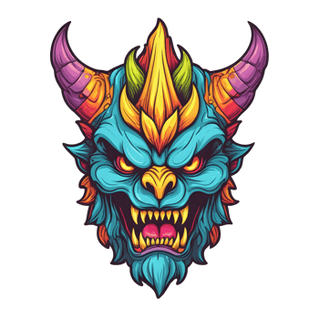 AI generated devil beast head colorful illustration png