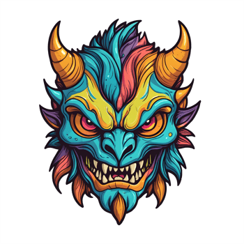 AI generated devil beast head colorful illustration png