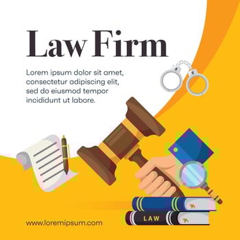 Flat design law firm template social media post vector