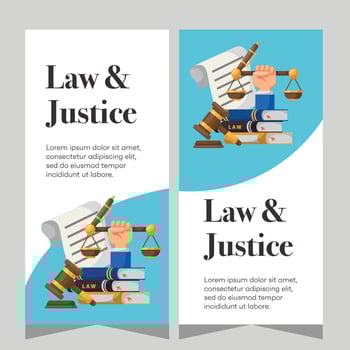 Flat design law firm vertical banner template. Premium banner template vector