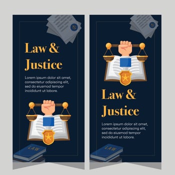 Law and justice template banner vertical. Premium banner template vector