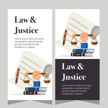 Vertical law firm banner design. Premium banner template vector