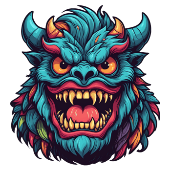 AI generated devil beast head colorful illustration png