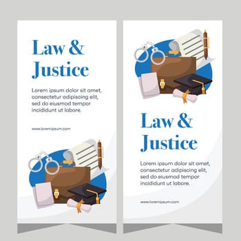 Flat design law firm vertical banner template. Premium banner template vector