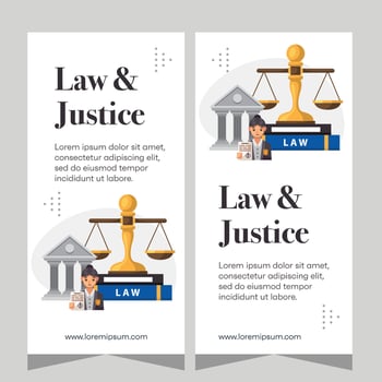 Flat design law firm vertical banner template. Premium banner template vector