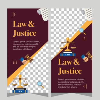 Law firm vertical banner design. Premium banner template vector