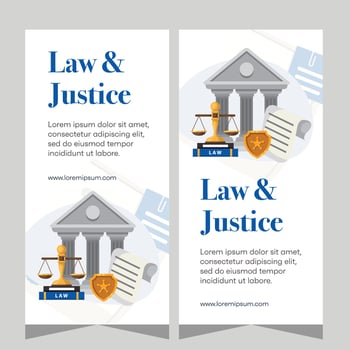 Flat design law firm vertical banner template. Premium banner template vector