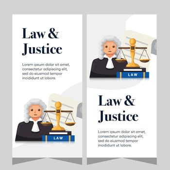 Law and justice template banner vertical. Premium banner template vector