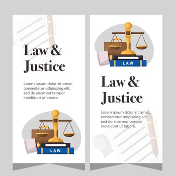 Law and justice template banner vertical. Premium banner template vector