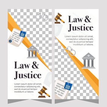 Vertical law firm banner design. Premium banner template vector