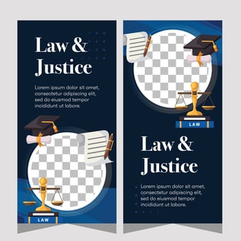 Law firm vertical banner design. Premium banner template vector