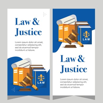 Law firm vertical banner design. Premium banner template vector