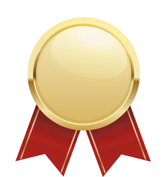 Golden medal with red ribbon .Champion and winner awards Sports medal . png