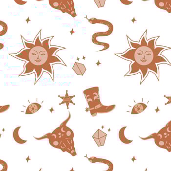 sun and cowboy boots boho background with crystal. Vector illustration isolated. Celestial western cowboy mystic design.