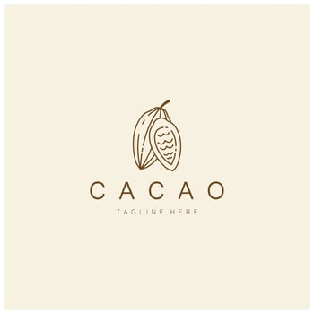cocoa logo,cocoa bean,cocoa tree,cocoa branches and leaves,chocolate mix on white background,vintage,modern,simple,minimalist icon illustration template design vector