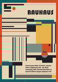 Geometric colorful retro poster. Bauhaus design magazin cover template vector