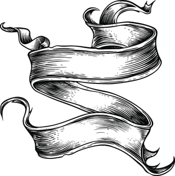AI generated long ribbon element with old engraving style vector