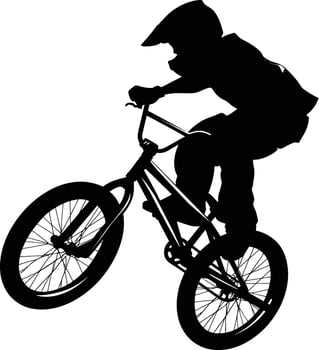 AI generated Silhouette bmx bike jumps in the air black color only full body vector