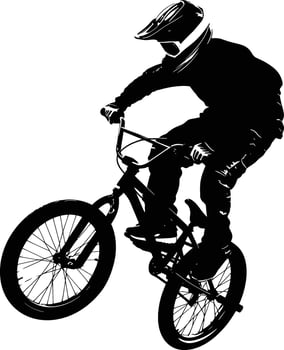 AI generated Silhouette bmx bike jumps in the air black color only full body vector